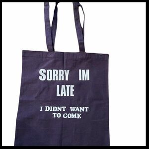 Dark purple Tote Bag with White Text